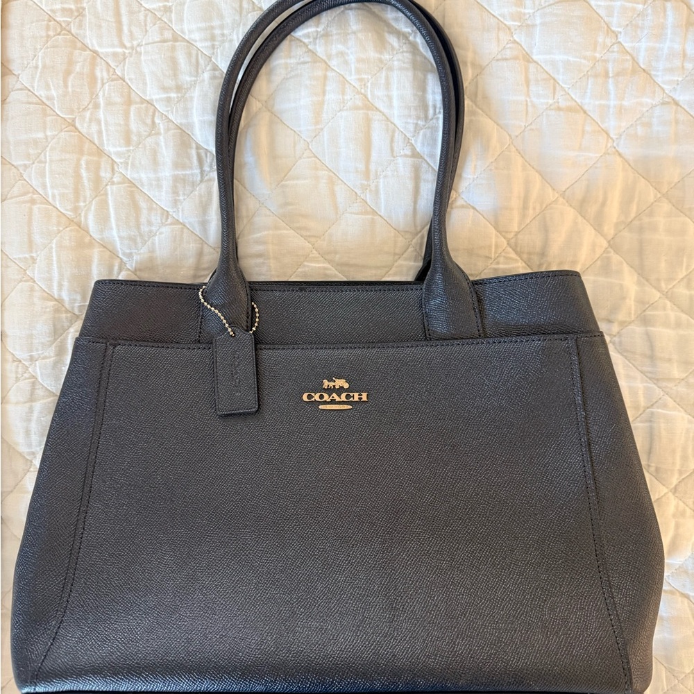 Coach Dark Gray Leather Tote Bag